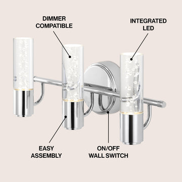 Bolha Minimalist Modern Bubble Acrylic/Iron Integrated LED Vanity Light
